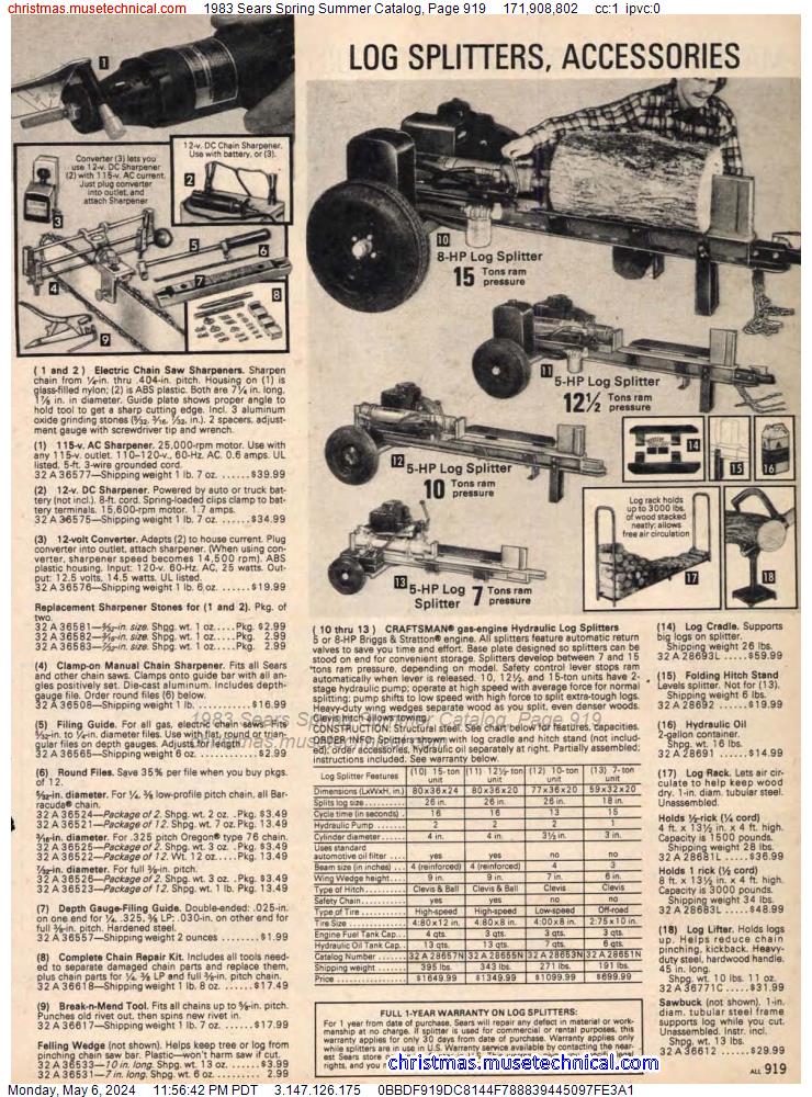 1983 Sears Spring Summer Catalog, Page 919