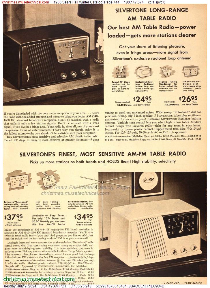 1950 Sears Fall Winter Catalog, Page 744