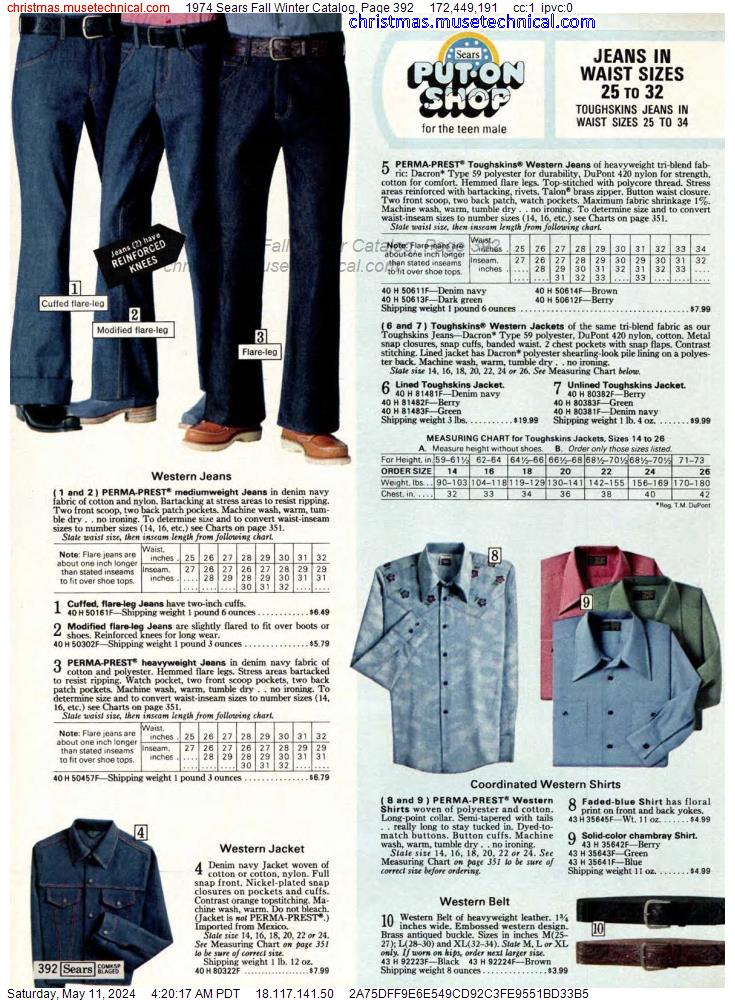 1974 Sears Fall Winter Catalog, Page 392