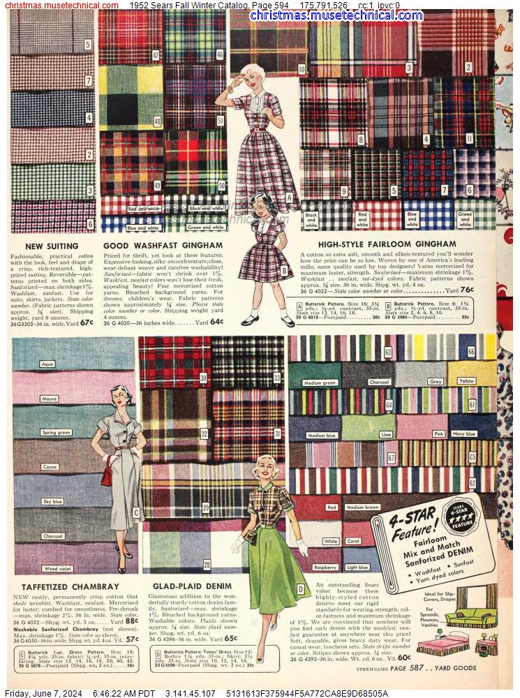 1952 Sears Fall Winter Catalog, Page 594