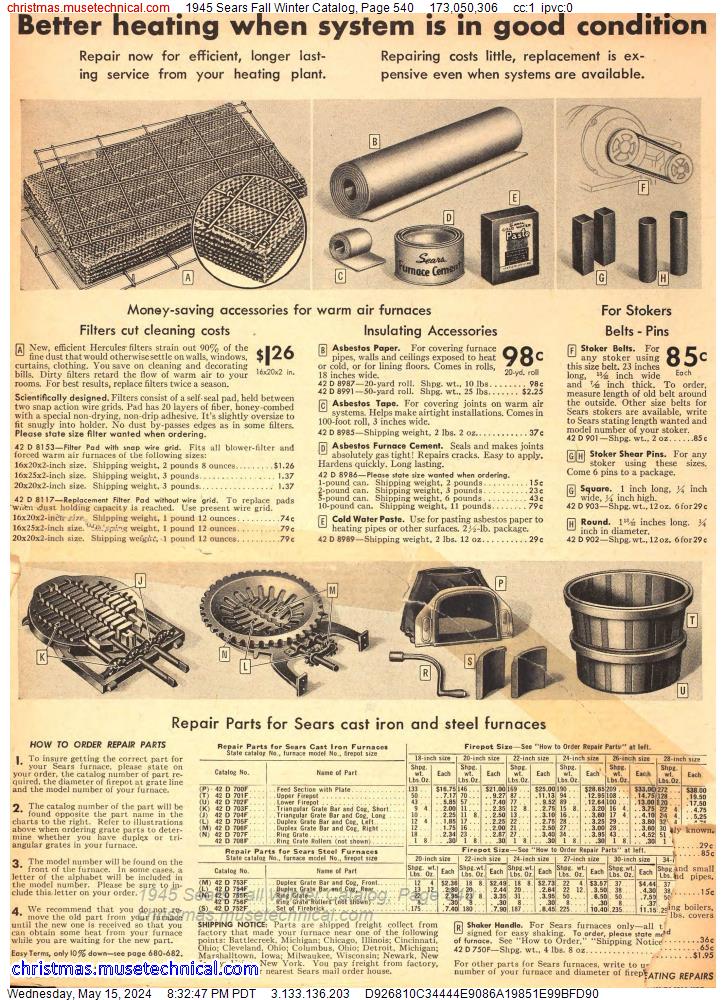 1945 Sears Fall Winter Catalog, Page 540