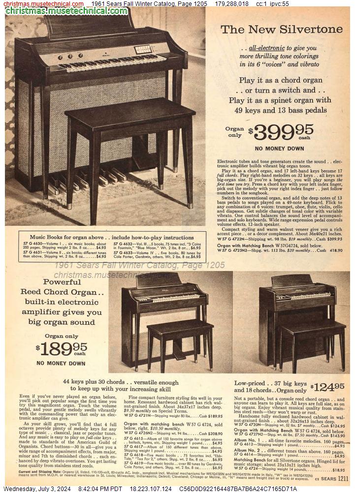 1961 Sears Fall Winter Catalog, Page 1205