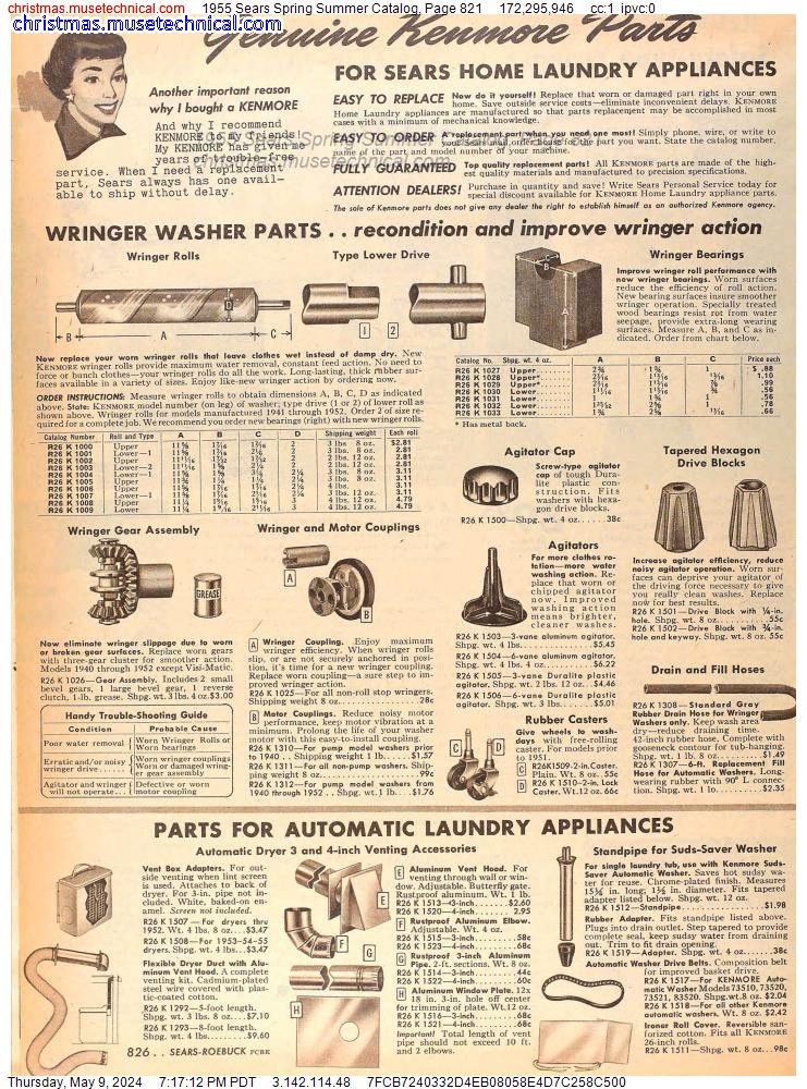 1955 Sears Spring Summer Catalog, Page 821