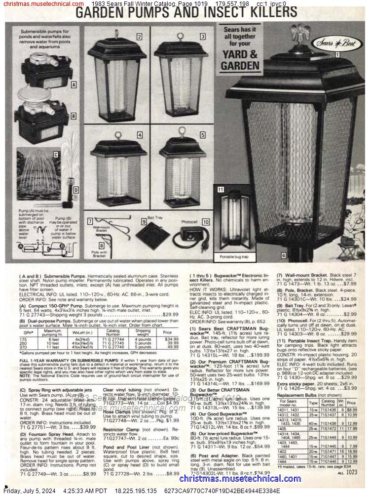1983 Sears Fall Winter Catalog, Page 1019