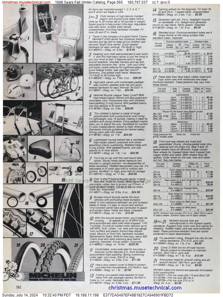 1986 Sears Fall Winter Catalog, Page 560