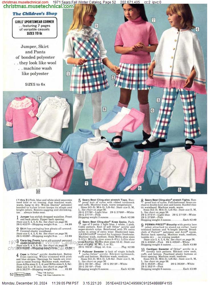 1971 Sears Fall Winter Catalog, Page 52