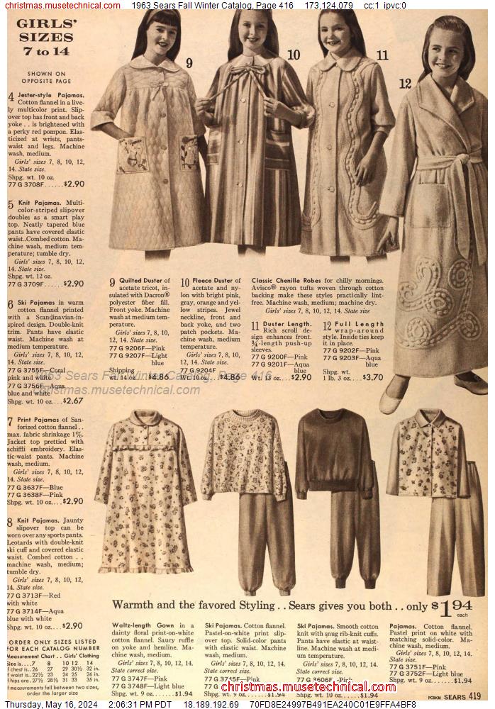 1963 Sears Fall Winter Catalog, Page 416