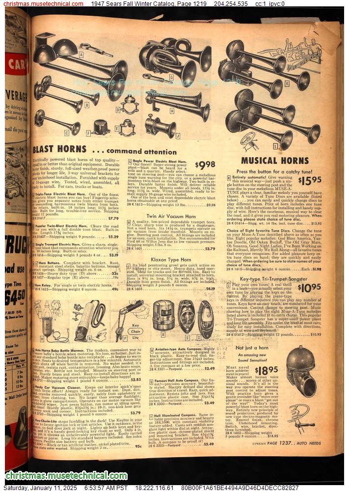 1947 Sears Fall Winter Catalog, Page 1219