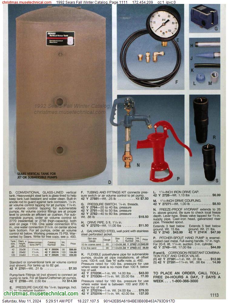1992 Sears Fall Winter Catalog, Page 1111