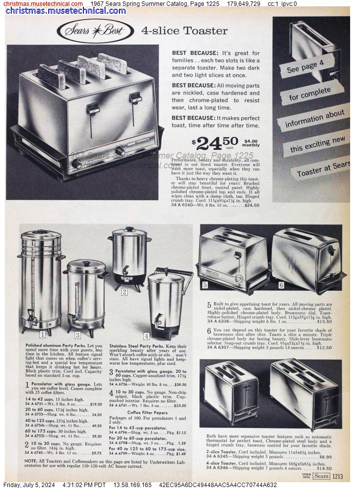 1967 Sears Spring Summer Catalog, Page 1225