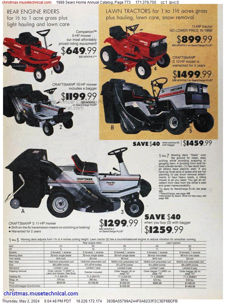 1989 Sears Home Annual Catalog, Page 773