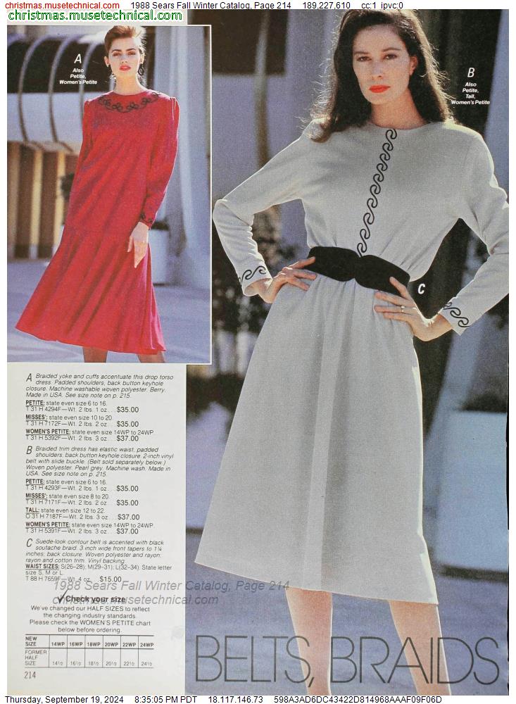 1988 Sears Fall Winter Catalog, Page 214