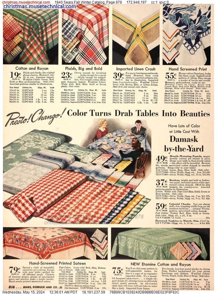 1940 Sears Fall Winter Catalog, Page 878