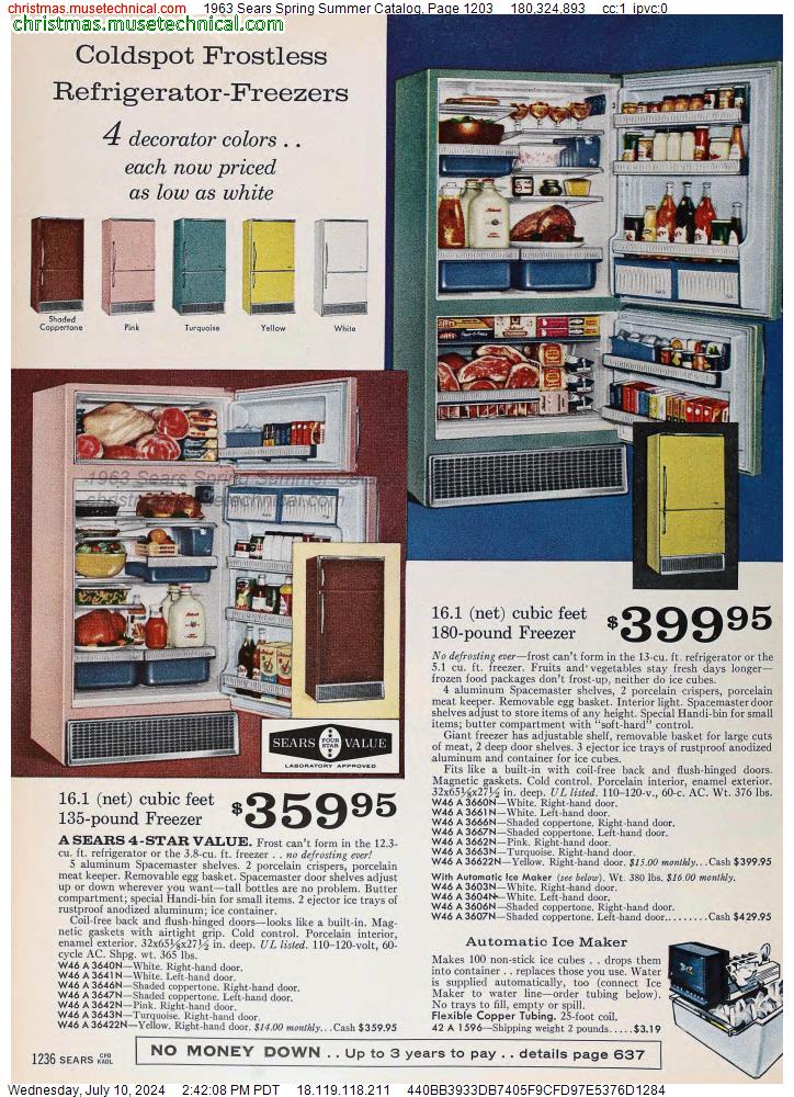 1963 Sears Spring Summer Catalog, Page 1203