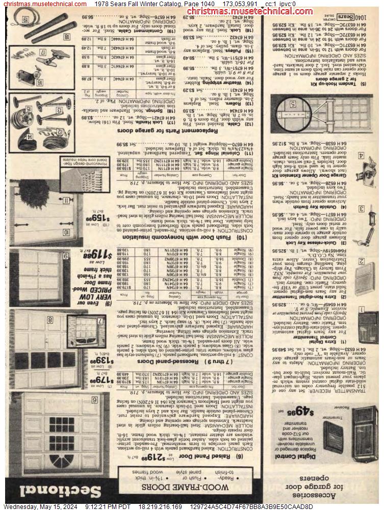 1978 Sears Fall Winter Catalog, Page 1040