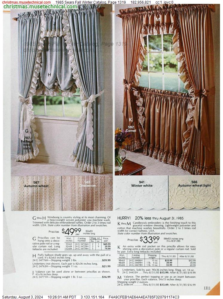 1985 Sears Fall Winter Catalog, Page 1319