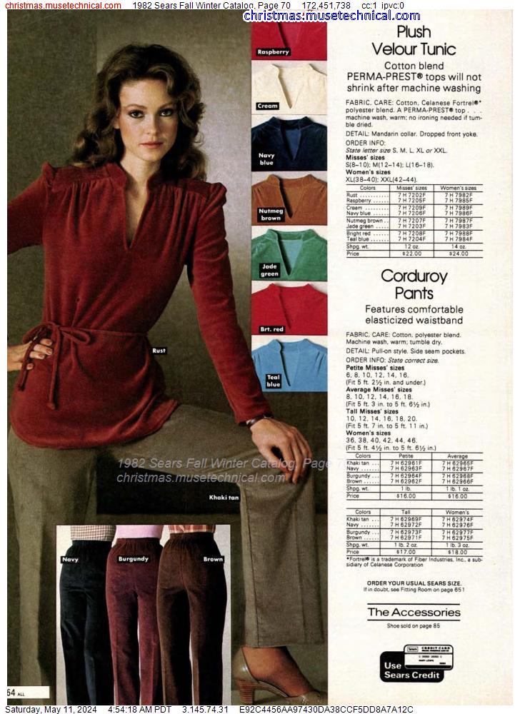 1982 Sears Fall Winter Catalog, Page 70