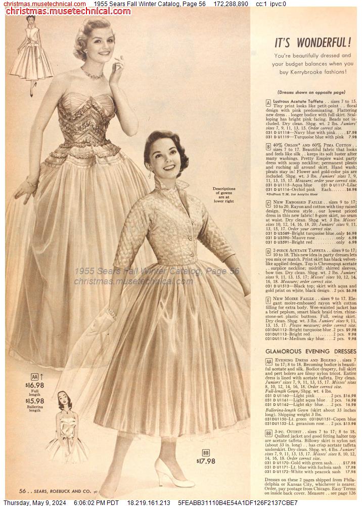 1955 Sears Fall Winter Catalog, Page 56