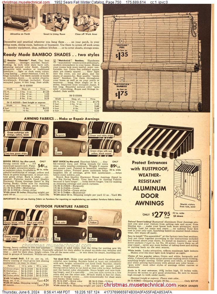 1952 Sears Fall Winter Catalog, Page 750