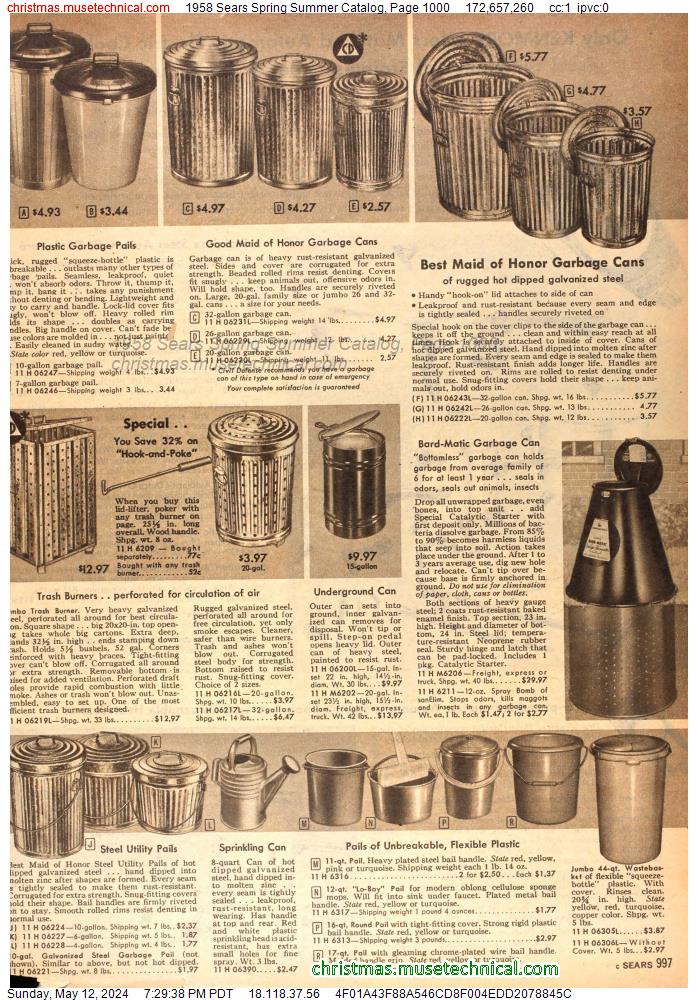 1958 Sears Spring Summer Catalog, Page 1000