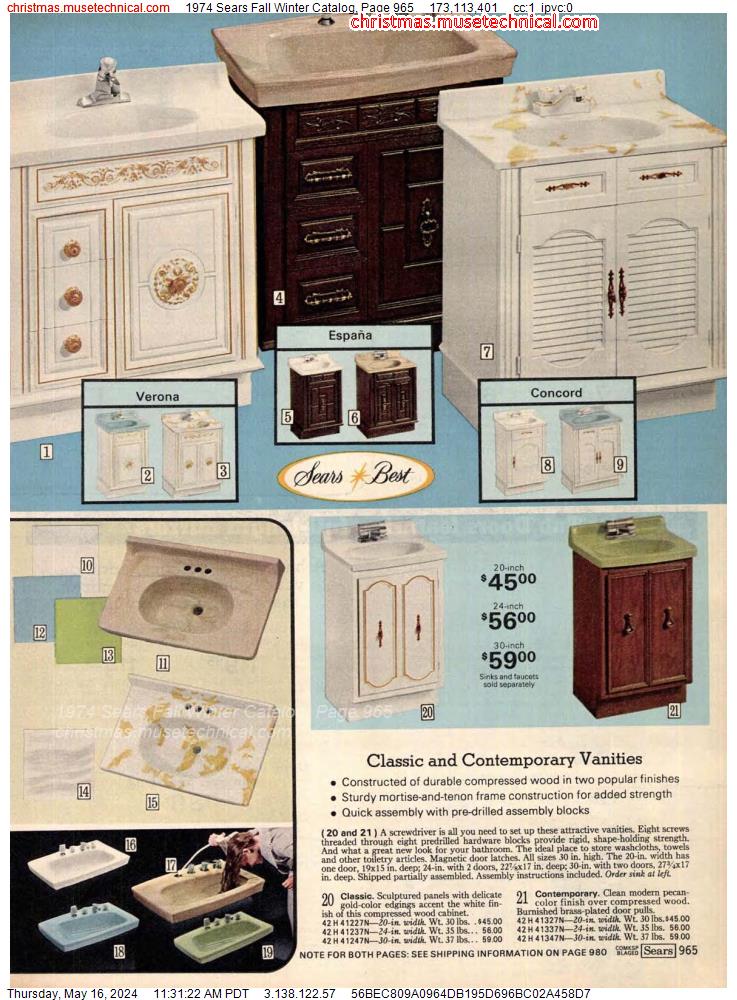 1974 Sears Fall Winter Catalog, Page 965