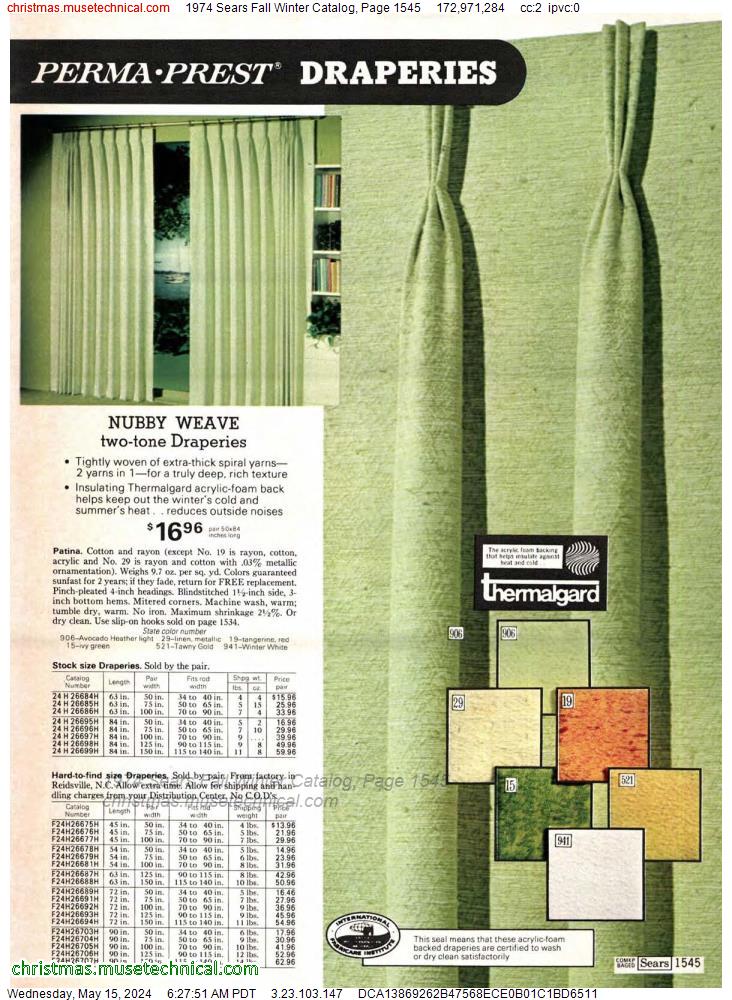 1974 Sears Fall Winter Catalog, Page 1545
