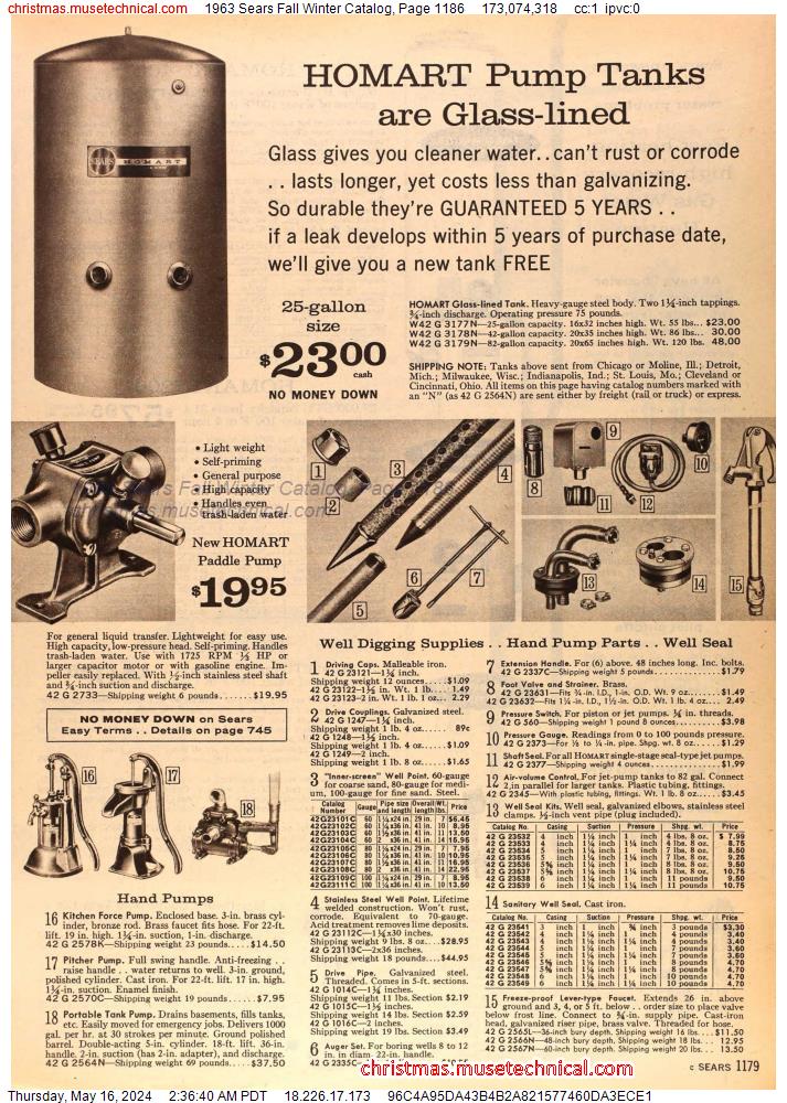 1963 Sears Fall Winter Catalog, Page 1186