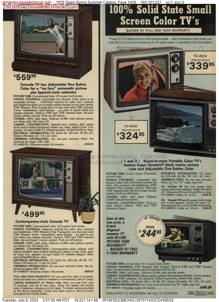 1976 Sears Spring Summer Catalog, Page 1039