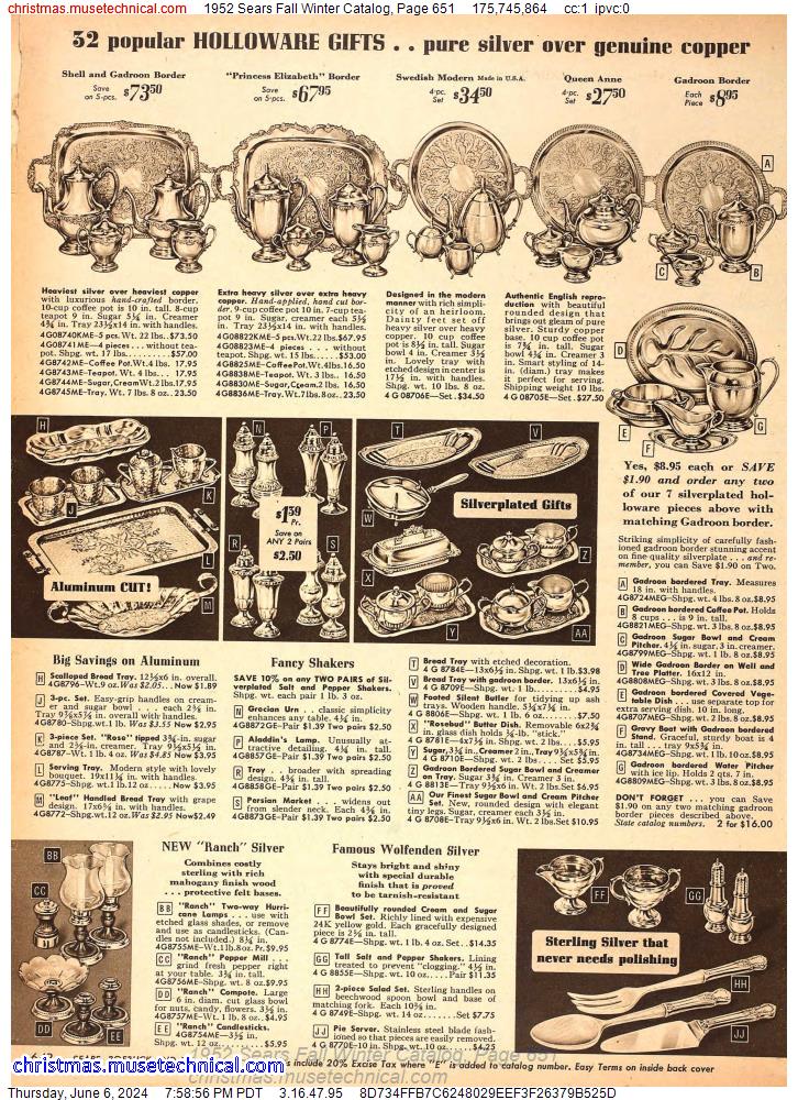 1952 Sears Fall Winter Catalog, Page 651