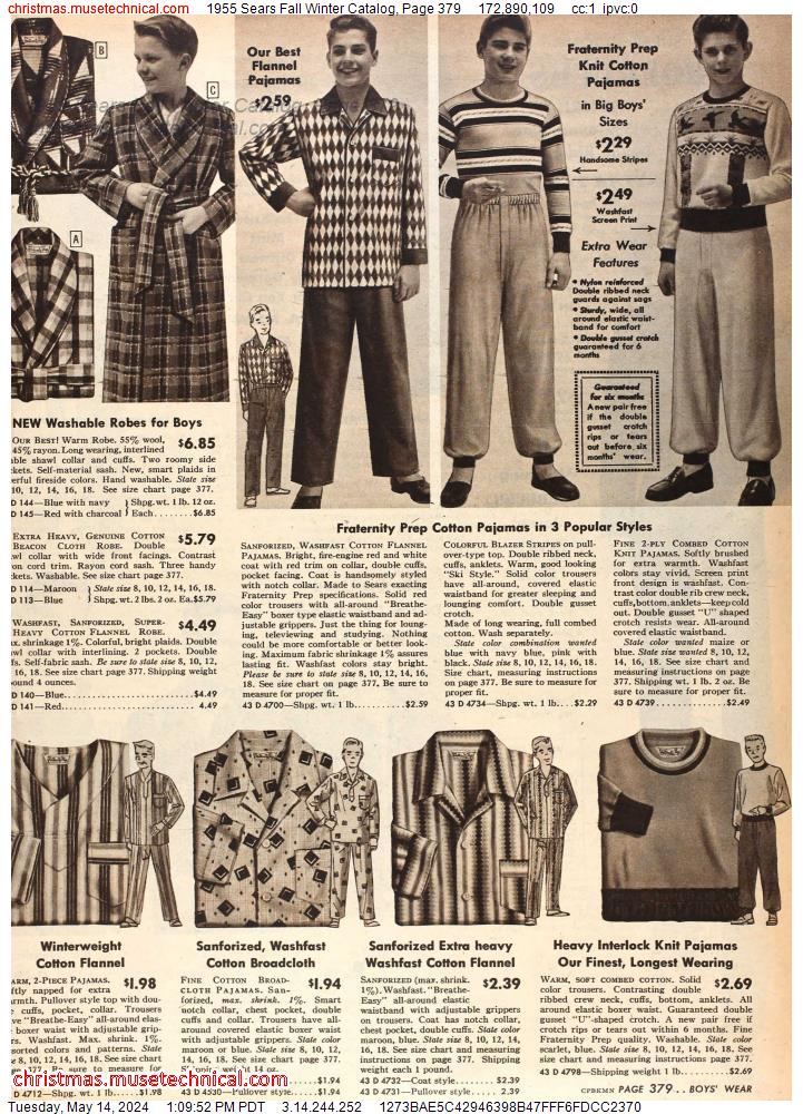 1955 Sears Fall Winter Catalog, Page 379