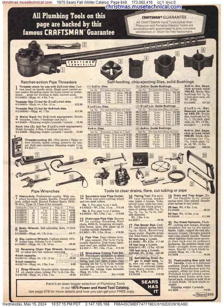 1975 Sears Fall Winter Catalog, Page 849