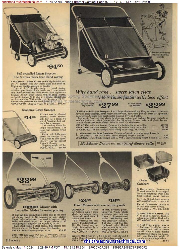 1965 Sears Spring Summer Catalog, Page 922