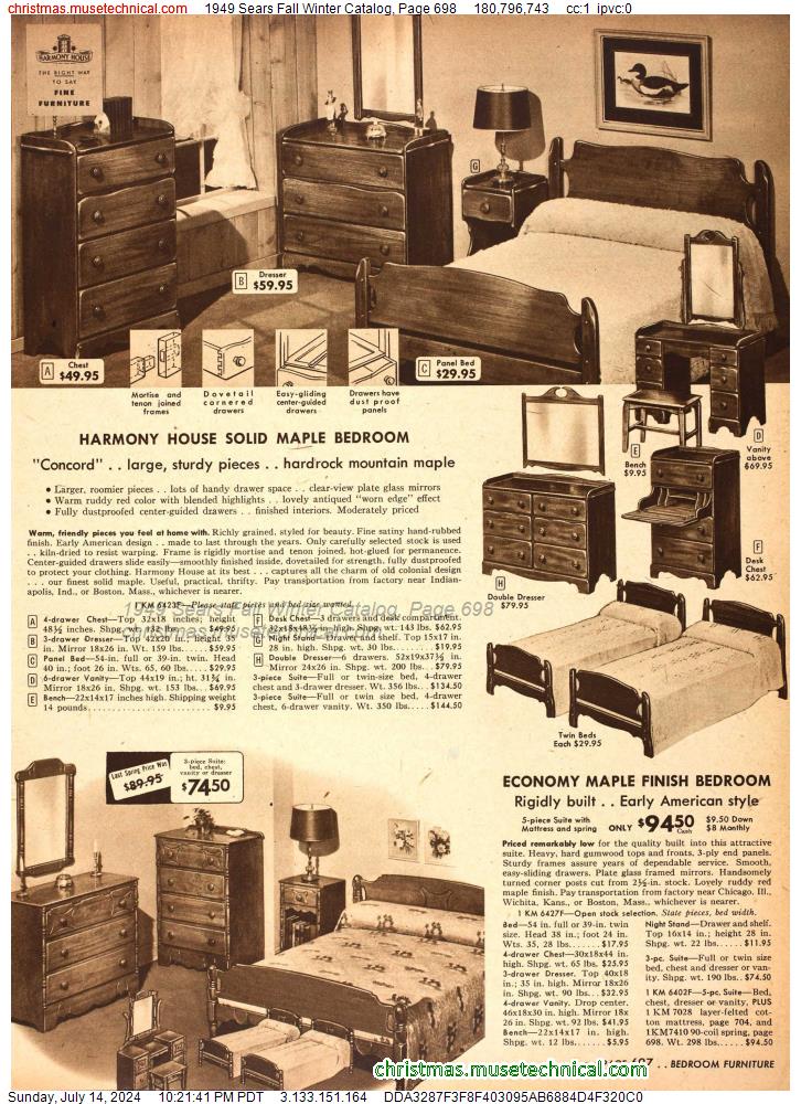 1949 Sears Fall Winter Catalog, Page 698