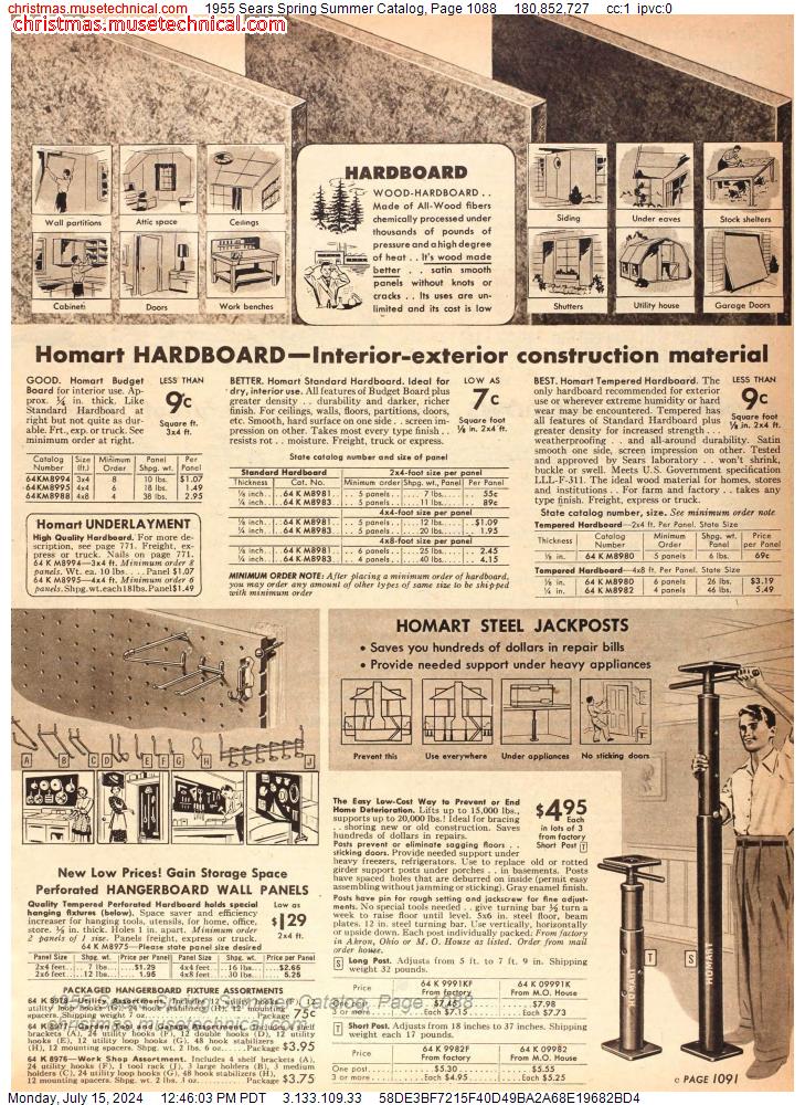1955 Sears Spring Summer Catalog, Page 1088
