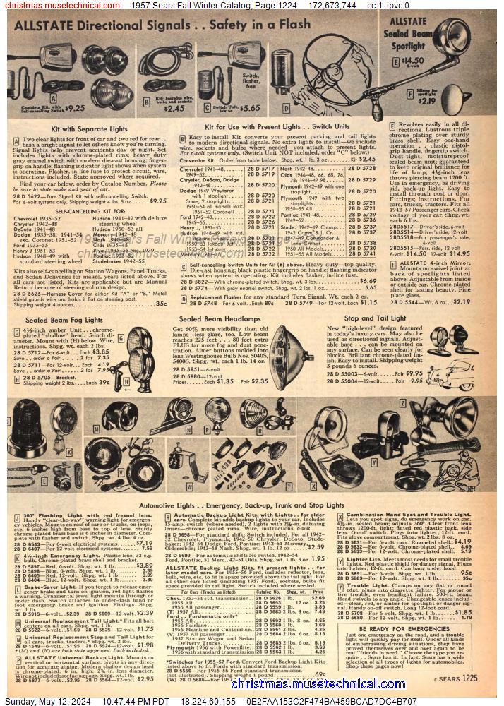 1957 Sears Fall Winter Catalog, Page 1224