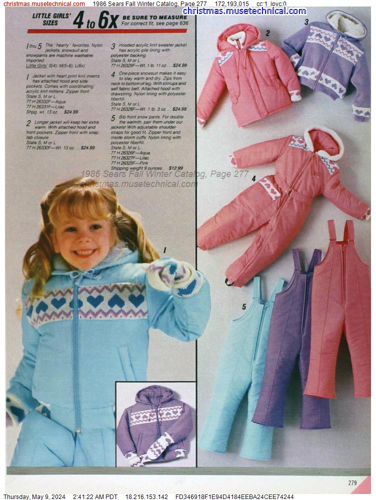 1986 Sears Fall Winter Catalog, Page 277