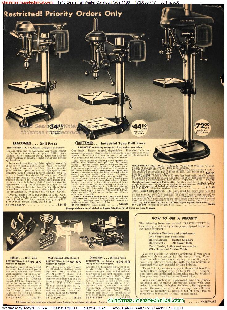 1943 Sears Fall Winter Catalog, Page 1180