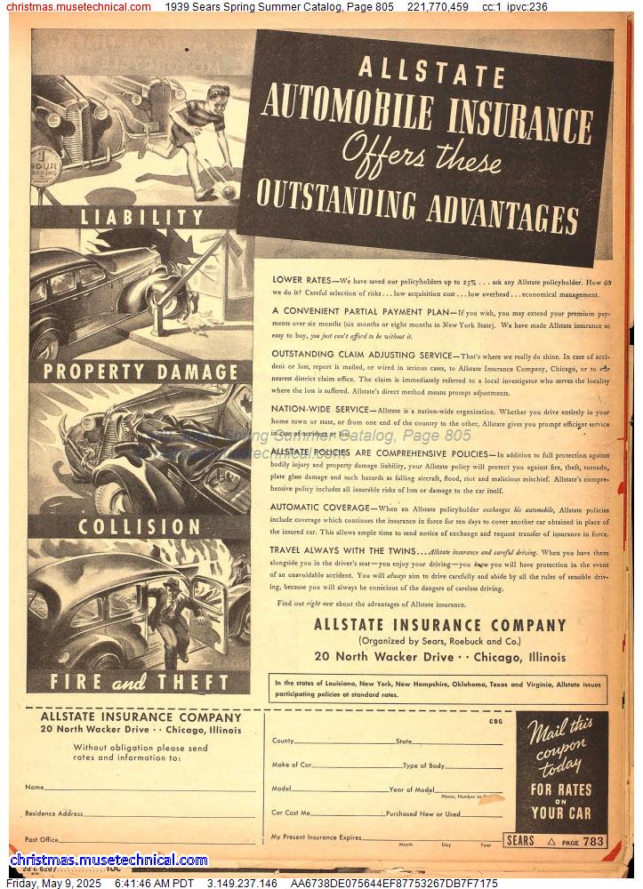 1939 Sears Spring Summer Catalog, Page 805
