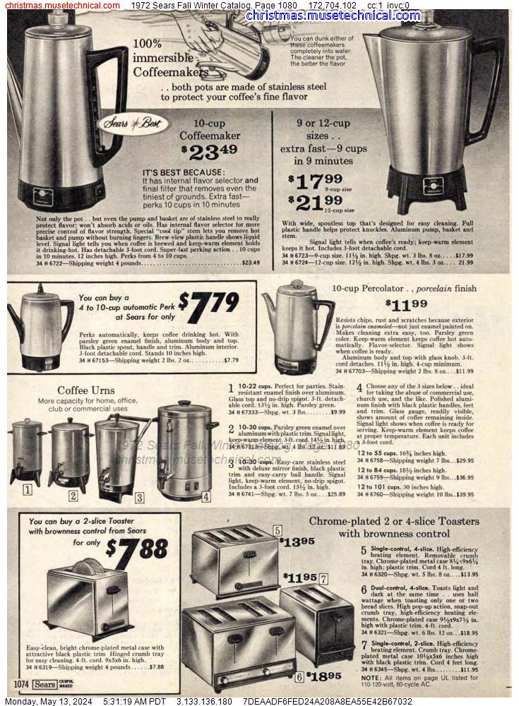 1972 Sears Fall Winter Catalog, Page 1080