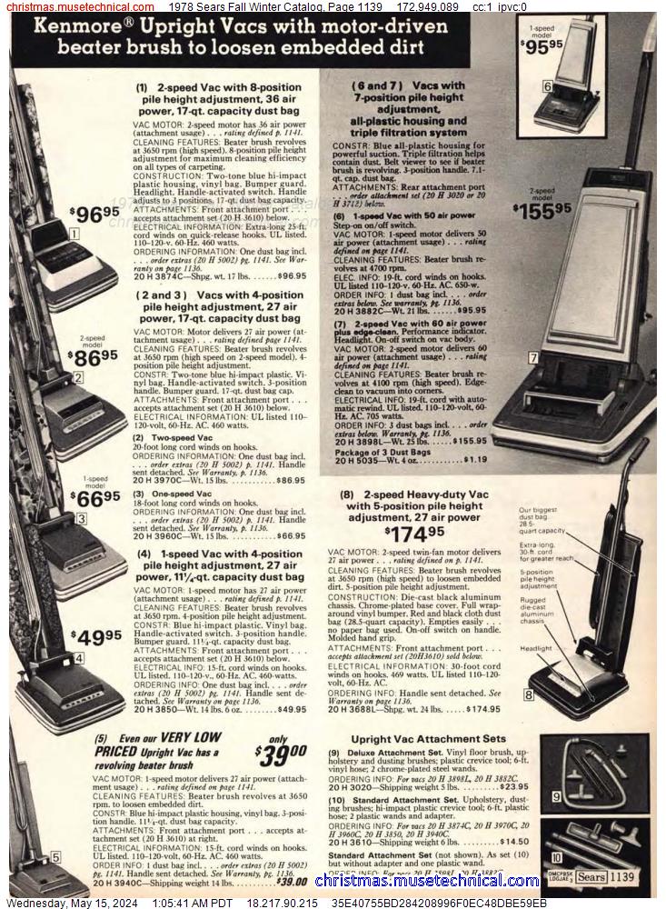 1978 Sears Fall Winter Catalog, Page 1139