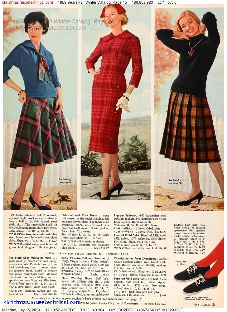 1958 Sears Fall Winter Catalog, Page 15