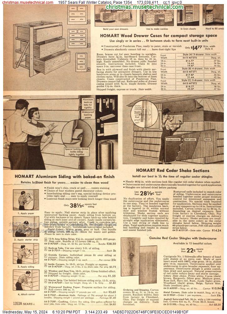 1957 Sears Fall Winter Catalog, Page 1354