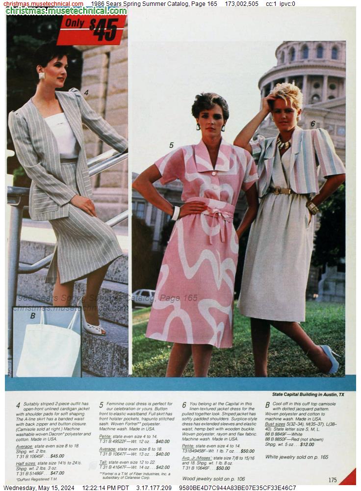 1986 Sears Spring Summer Catalog, Page 165