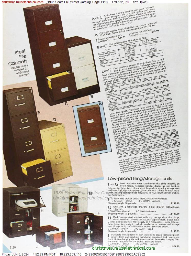 1985 Sears Fall Winter Catalog, Page 1118