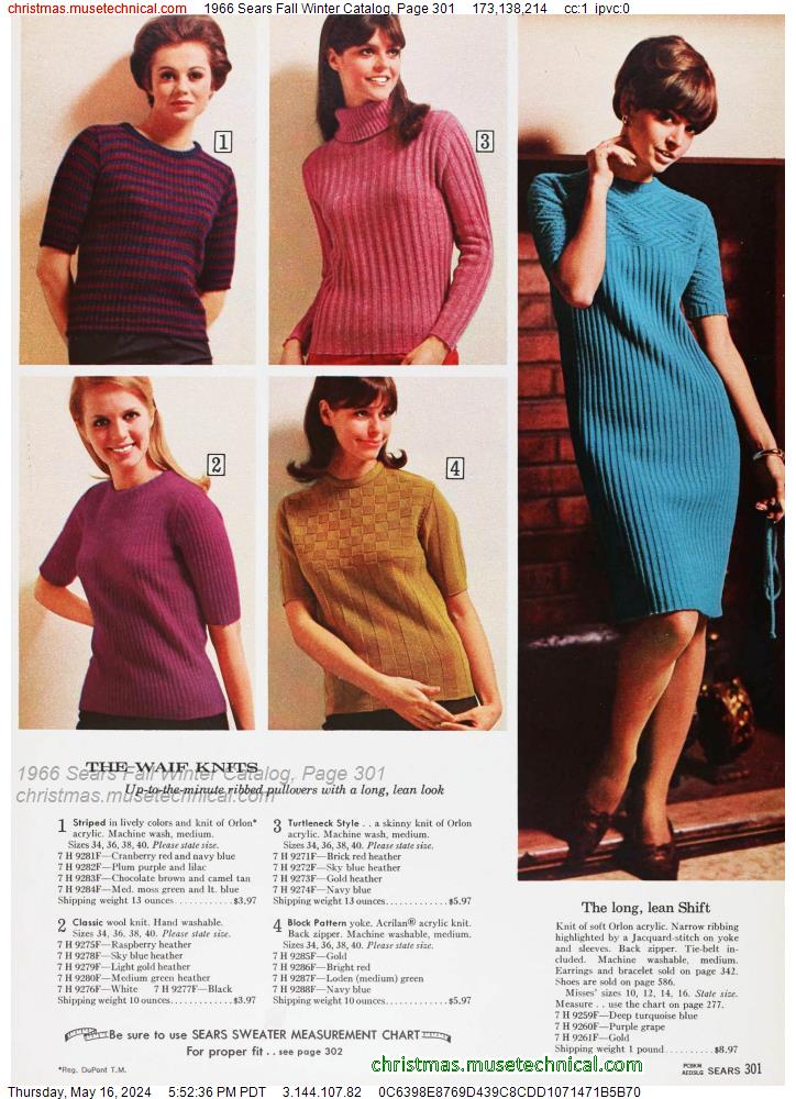 1966 Sears Fall Winter Catalog, Page 301