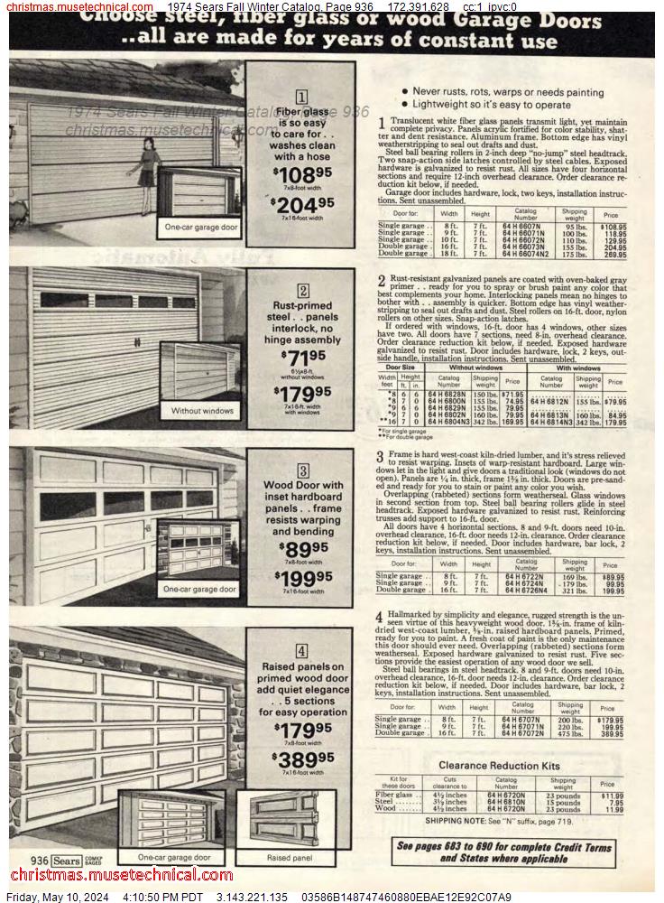 1974 Sears Fall Winter Catalog, Page 936