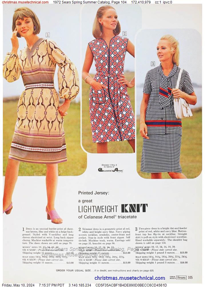 1972 Sears Spring Summer Catalog, Page 104
