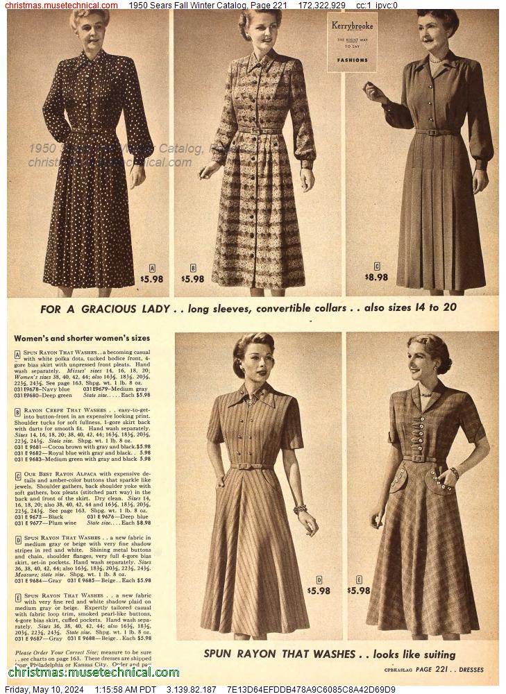 1950 Sears Fall Winter Catalog, Page 221