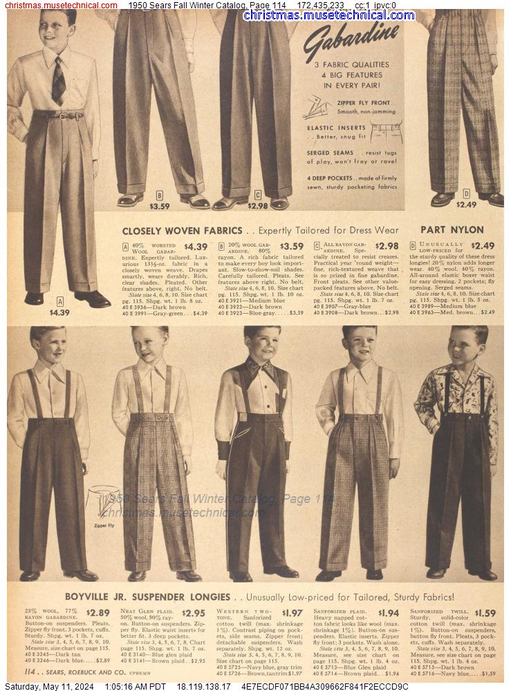 1950 Sears Fall Winter Catalog, Page 114