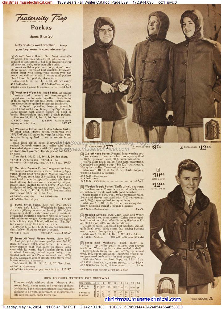 1959 Sears Fall Winter Catalog, Page 589